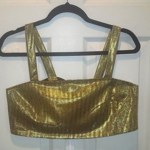 Sincerely Jules Gold Crop Top Elegant Wear Luxury Y2k Casual